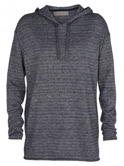 ICEBREAKER Wmns Flaxen LS Hooded Pullover Sweater, Midnight Navy Heather (vzorek) (velikost XS)