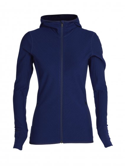 ICEBREAKER Wmns Descender LS Zip Hood, Royal Navy (velikost XS)