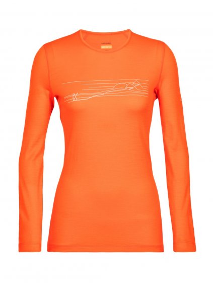 ICEBREAKER Wmns 200 Oasis LS Crewe Ski Stripes, Flash (velikost XS)