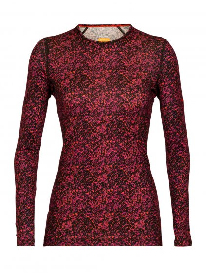 ICEBREAKER Wmns 200 Oasis LS Crewe Lichen, Black/Cherry/Flash/Aop (velikost XS)