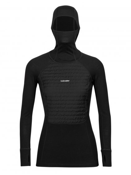 ICEBREAKER Wmns ZoneKnit™ Insulated LS Hoodie, Black (velikost XS)