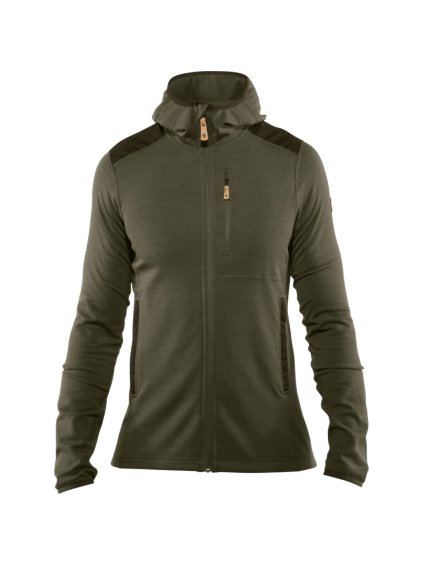 FJÄLLRÄVEN Keb Fleece Hoodie M, Laurel Green-Deep Forest