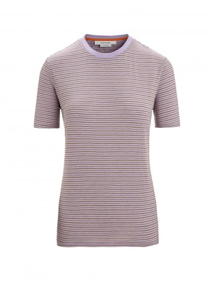 ICEBREAKER Wmns Merino Linen SS Tee Stripe, Purple Gaze/Algae