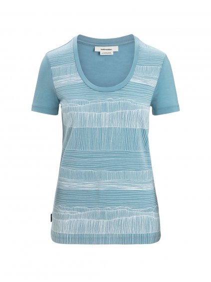 ICEBREAKER Wmns Tech Lite II SS Scoop Tee Reflection Lines, Astral Blue