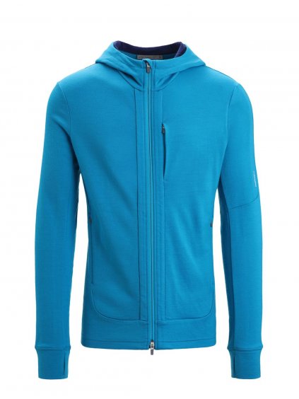 ICEBREAKER Mens Quantum III LS Zip Hoodie, Geo Blue/Royal Navy