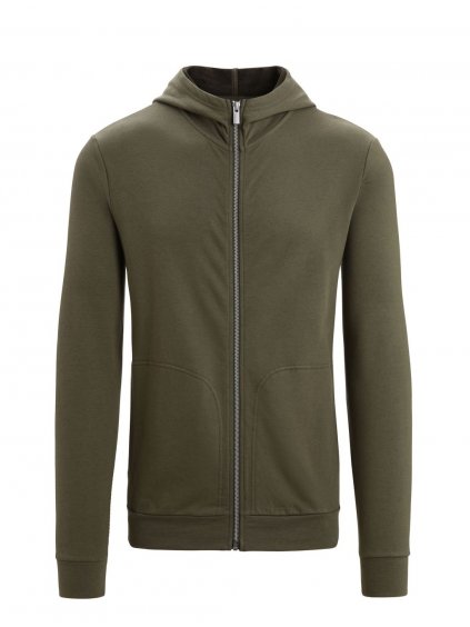 ICEBREAKER Mens Central Classic LS Zip Hoodie, Loden