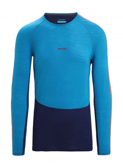 ICEBREAKER Mens 125 ZoneKnit™ LS Crewe, Geo Blue/Royal Navy