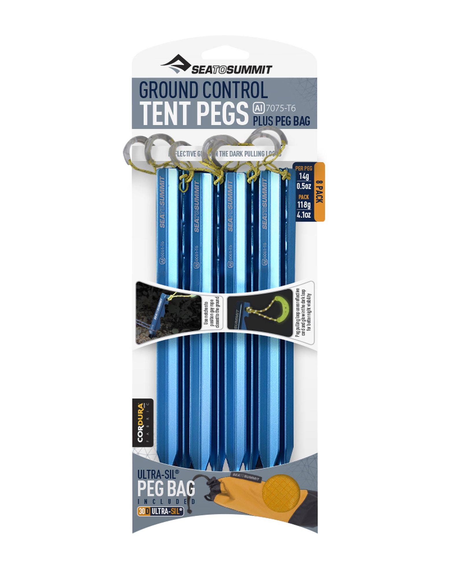 Kolíky ke stanu Sea to Summit Ground Control Tent Pegs (balení 8 ks) velikost: OS (UNI), barva: modrá