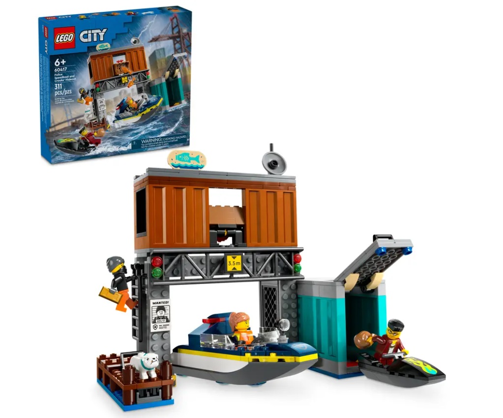 LEGO® City 60417 Policejní rychlý motorový člun a úkryt zločinců