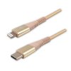 Logo USB kabel (2.0)  USB C samec - Apple Lightning samec  2m  zlatý  MFi certifikace, 5V/3A  nylono