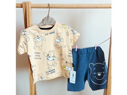 Šortky s tričkom Winnie the Pooh modrá/žltá