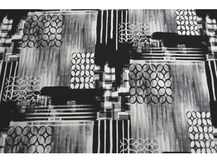 Bavlněný úplet elastický - černobílý