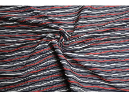 Tříbarevný elastický úplet - 3D vlnky IV