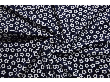 Samet bavlněný - tmavěmodrý s bílou