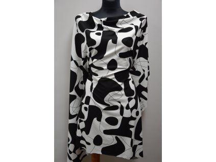 Viskózový úplet elastický - černobílý picasso