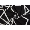 Bavlněný úplet elastický - černobílý geometrický vzor