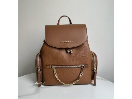 dámský batoh Michael Kors Jet set item medium hnědý monogram chain backpack brown