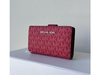 Michael Kors dámská peněženka Jet set travel Bifold medium dk raspberry