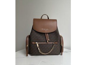 dámský batoh Michael Kors Jet set item medium hnědý monogram chain backpack brown