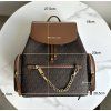 dámský batoh Michael Kors Jet set item medium hnědý monogram chain backpack brown