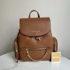 dámský batoh Michael Kors Jet set item medium hnědý monogram chain backpack brown