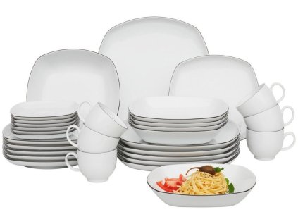 Bílo černá kombinovaná souprava 24 dílná porcelán Harry 2