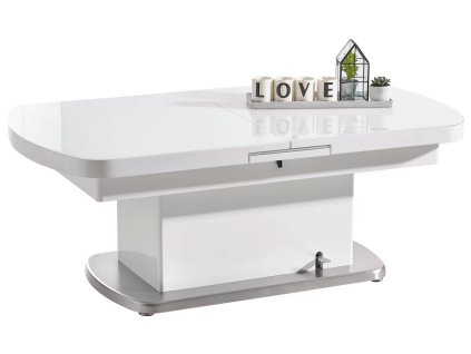 Bílý výškově stavitelný rozkládací stůl Rising 135/160 x 75 II.jakost