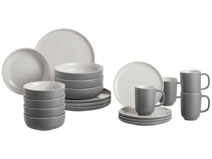 Šedá snídaňová sada 12 dílná kamenina Jannis