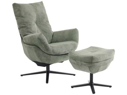 Tmavě zelené houpací křeslo Debbie s taburetem