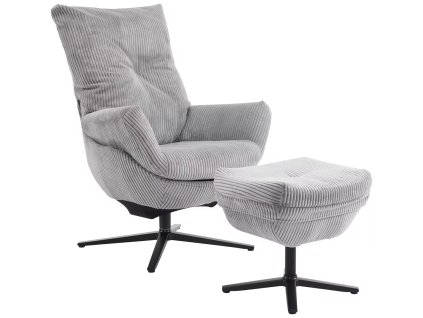 Šedé houpací křeslo Debbie s taburetem