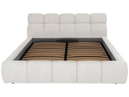Krémová čalouněná postel Salas 180 x 200 s úložným prostorem