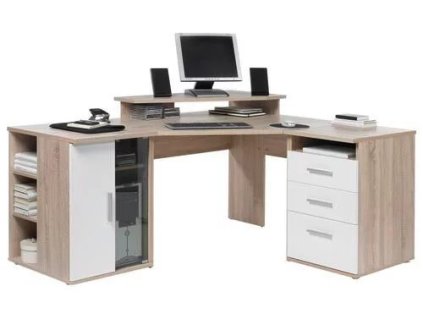 Světle hnědý rohový kancelářský stůl Raphael