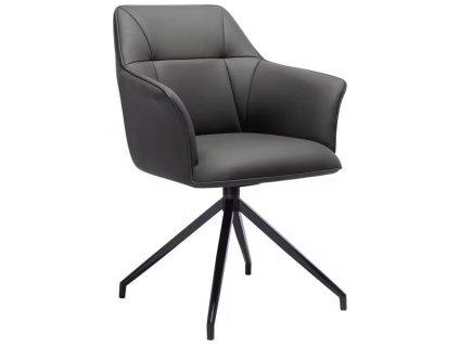 Tmavě šedé otočné kožené křesílko Darrell