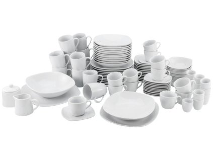 Bílá kombinovaná souprava 48dílná porcelán Emoria pro 6 osob