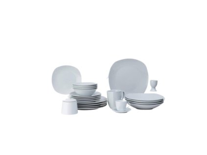 Bílá kombinovaná souprava 48 dílná porcelán Jersey pro 6 osob