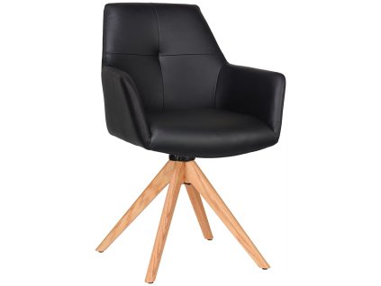 Černé kožené otočné křesílko Parker