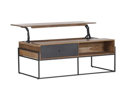 Masivní výškově stavitelný konferenční stolek Korey s úložným prostorem