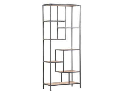 Tmavě hnědý masivní regál Preston