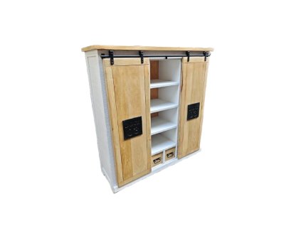 Bílá masivní vysoká komoda Rustika III