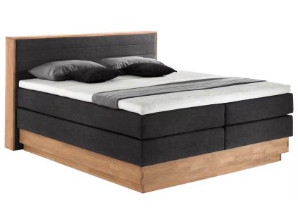 Tmavě šedá boxspringová postel Burton 200 x 200 s úložným prostorem