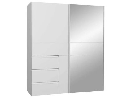 Bílá zrcadlová šatní skříň Arsala