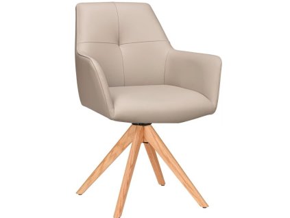 Taupe kožené otočné křesílko Parker