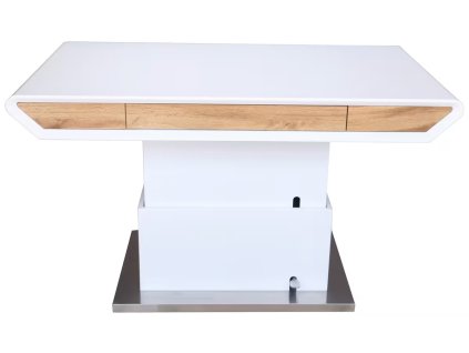 Bílý výškově stavitelný konferenční stolek Nina 130 x 70