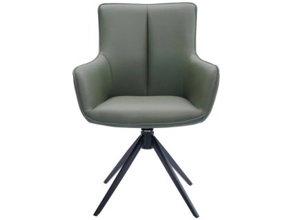 Olivově zelené otočné kožené křesílko Fitzgerald