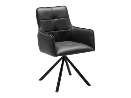 Černé kožené otočné křesílko Pherson
