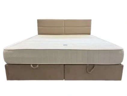 Krémová boxspringová postel Di Lara 180 x 200 s úložným prostorem