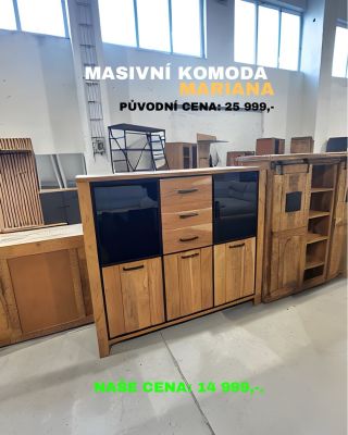 Masivní vitrínová komoda Mariana❤️ Materiál: masiv akácie, MDF, sklo✅ Rozměry: 155 x 136 x 44✅ Původní cena: 25 999,-😂...