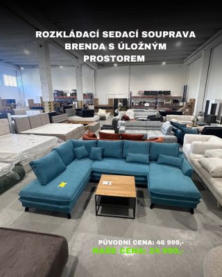 Tyrkysová rozkládací sedací souprava do U Brenda s úložným prostorem Materiál: 92 % polyester, 8 % nylon Rozměry: 302 x 90...