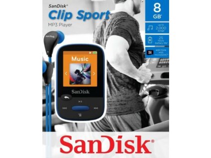 sandisk sansa clip sport 8 gb mp3 prehravac fm radio sd slot modry 1