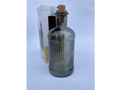 krasna dekoracni sklenena lahev s led svetly 10ks 1